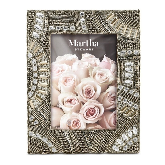 NWT Martha Stewart slate beaded picture frame 5 x 7 - Picture 1 of 9